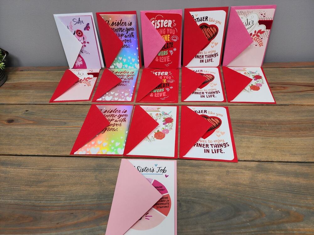 Lot of 14 Hallmark Valentine's day Greeting Cards New Sister Brother